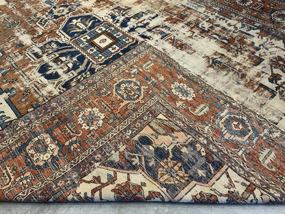 Collector Item- 10’5”x12’8” Old Antique Hand-Knotted Wool Pile Serapie Area Rug