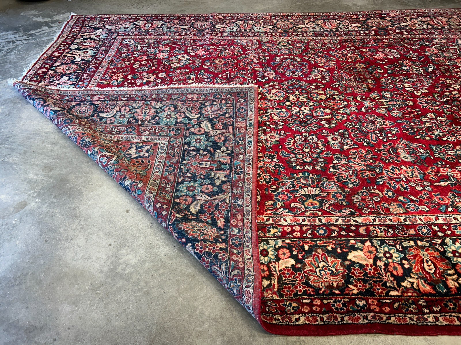 8'10"x12'2" Antique Fine Lamb Wool Sarouke Rug Hand-knotted Carpet