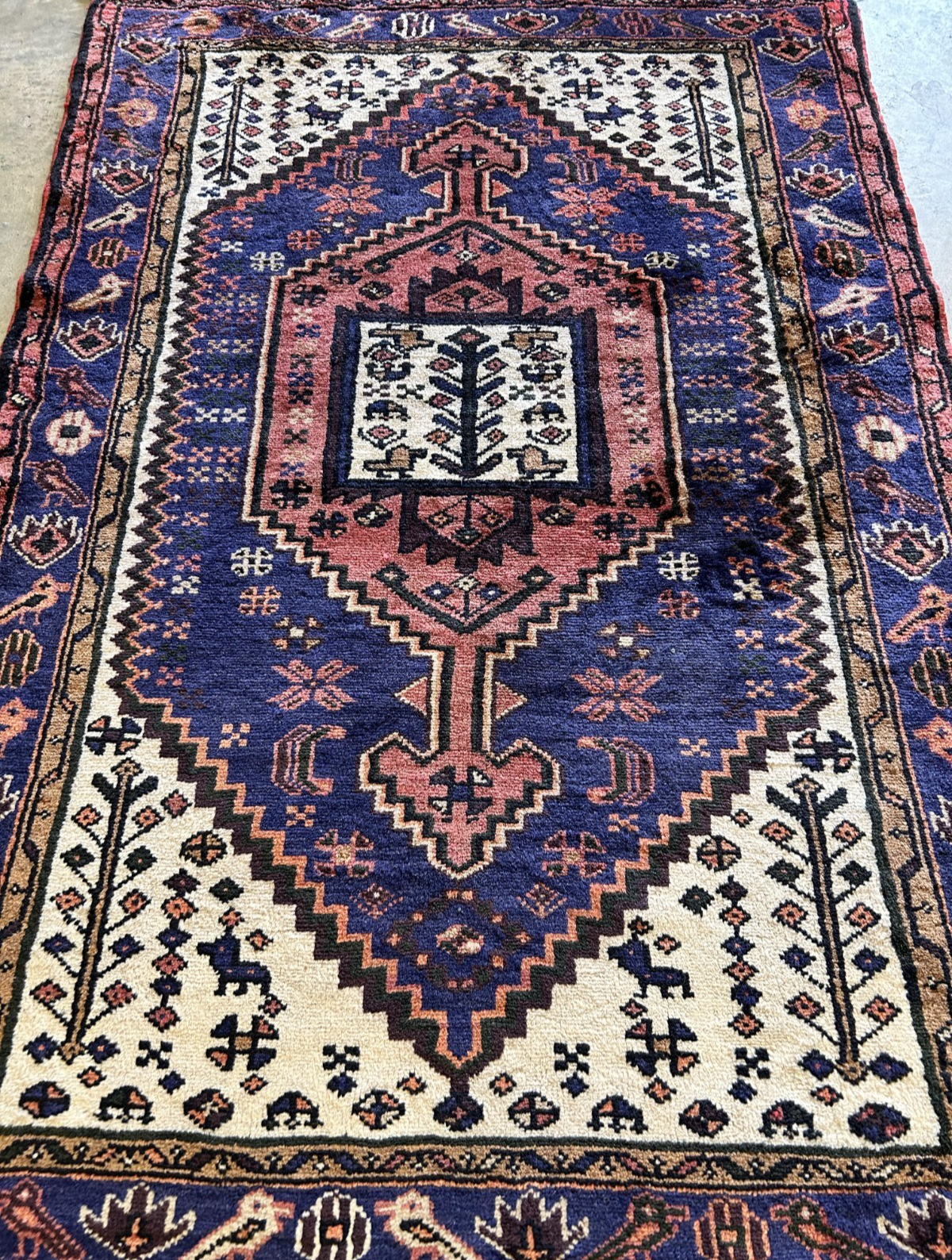 3'4"x5' Hand-Knotted 100% Wool Pile Herize Area Rug - Carpet