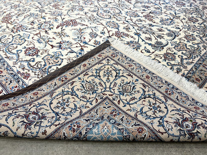 6'9"x10'7" Extremely Fine Hand-Knotted Wool & Silk Blend Naine Carpet - Area Rug