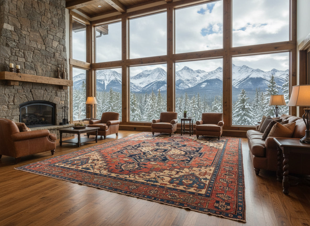 Collector Item - 9'8"x11'10 Antique Fine Wool Herize Serapy Hand-Knotted Rug