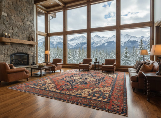 Collector Item - 9'8"x11'10 Antique Fine Wool Herize Serapy Hand-Knotted Rug