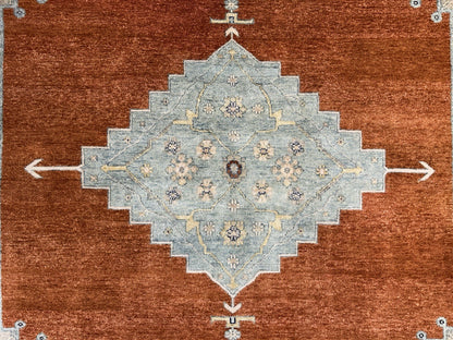 7’10”x9’11” Hand-Knotted 100% Wool Pile Indoserapi Area Rug - Carpet