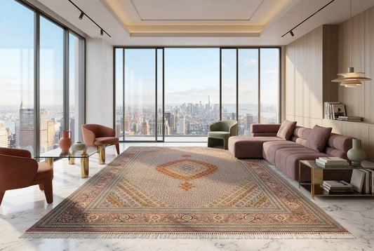8'4"x11' Hand-Knotted Silk & Wool Tabrize Fish Style  Rug - Carpet