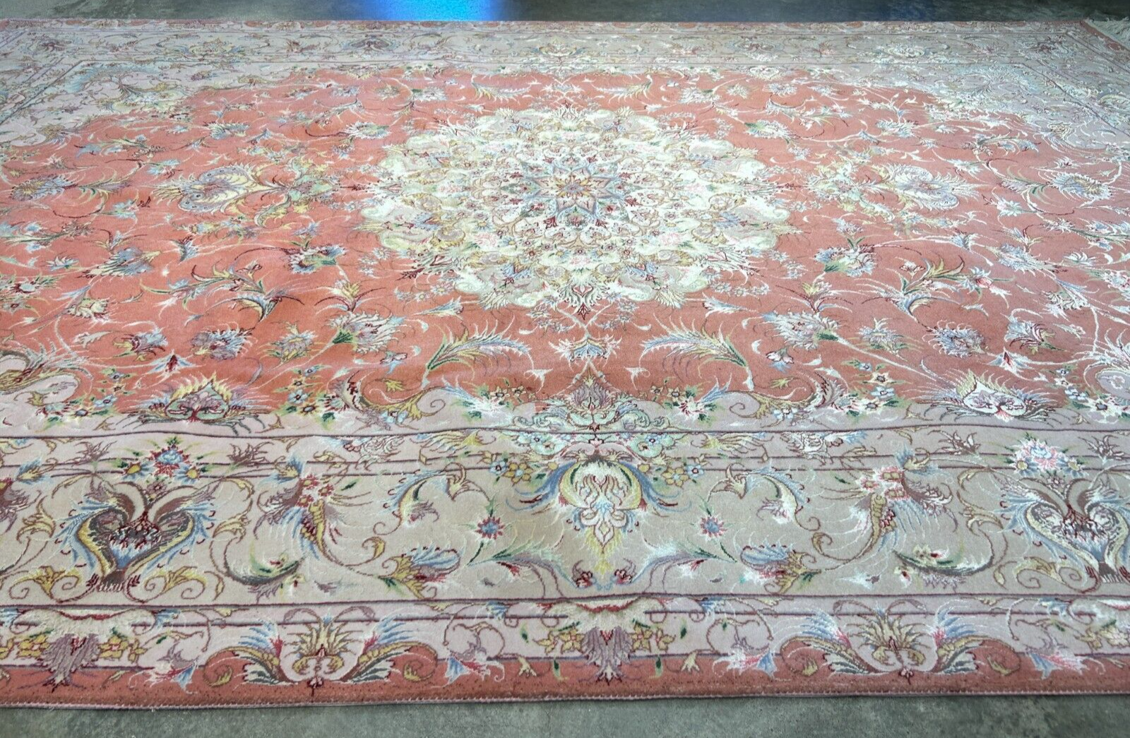 6'7"x9'9" Fine Hand-Knotted Wool & Silk Blend Tabrize Carpet - Area Rug