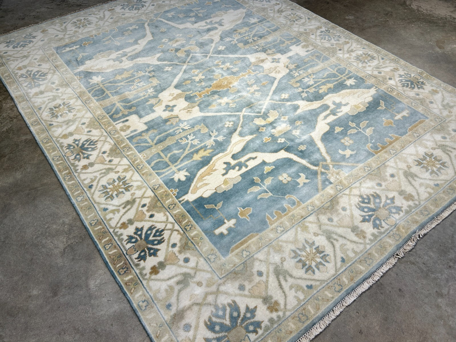 7'10" x 10'0" Hand-Knotted 100% Wool Carpet - Indian Oushak Area Rug