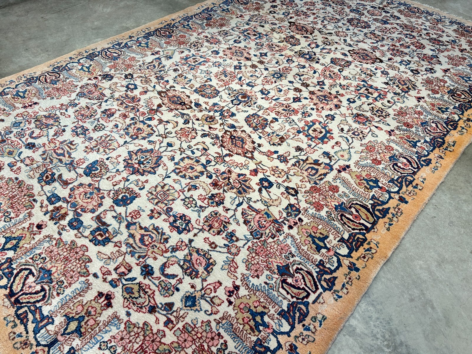 7'x11'10" Antique Hand-Knotted Wool Oriental Kermane Rug - Area Carpet