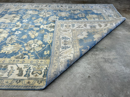 9'1"x12'2" Hand-Knotted 100% Wool Pile Oushak Rug