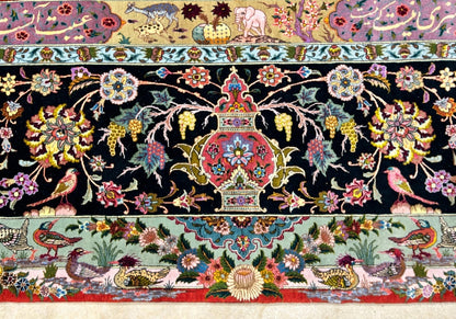 Collector Item - 10'9"x14'8" Hand-Knotted Wool & Silk Tabrize Area Rug