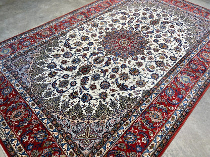 6'9"x10'3" Extra-Fine Hand-Knotted Wool & Silk Blend Isfahane Area Rug - Signed