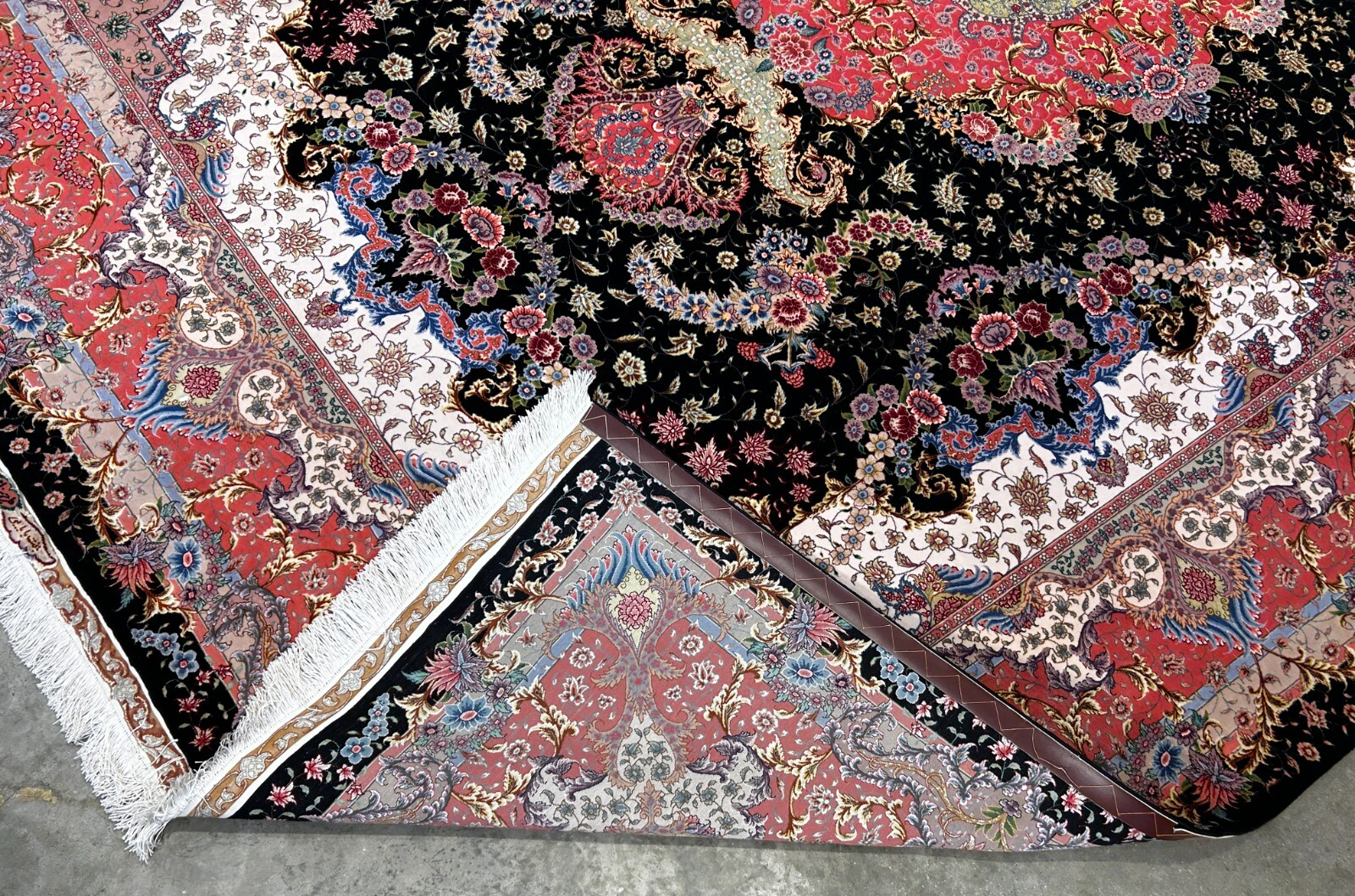 8'2"x11'7'' Hand-Knotted Very Fine Silk & Wool Pile Tabrize Benam Area Rug