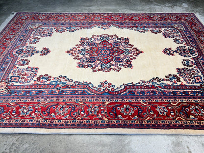 6'2"x9' Hand-Knotted 100% Wool Pile Sarouke Carpet - Area Rug