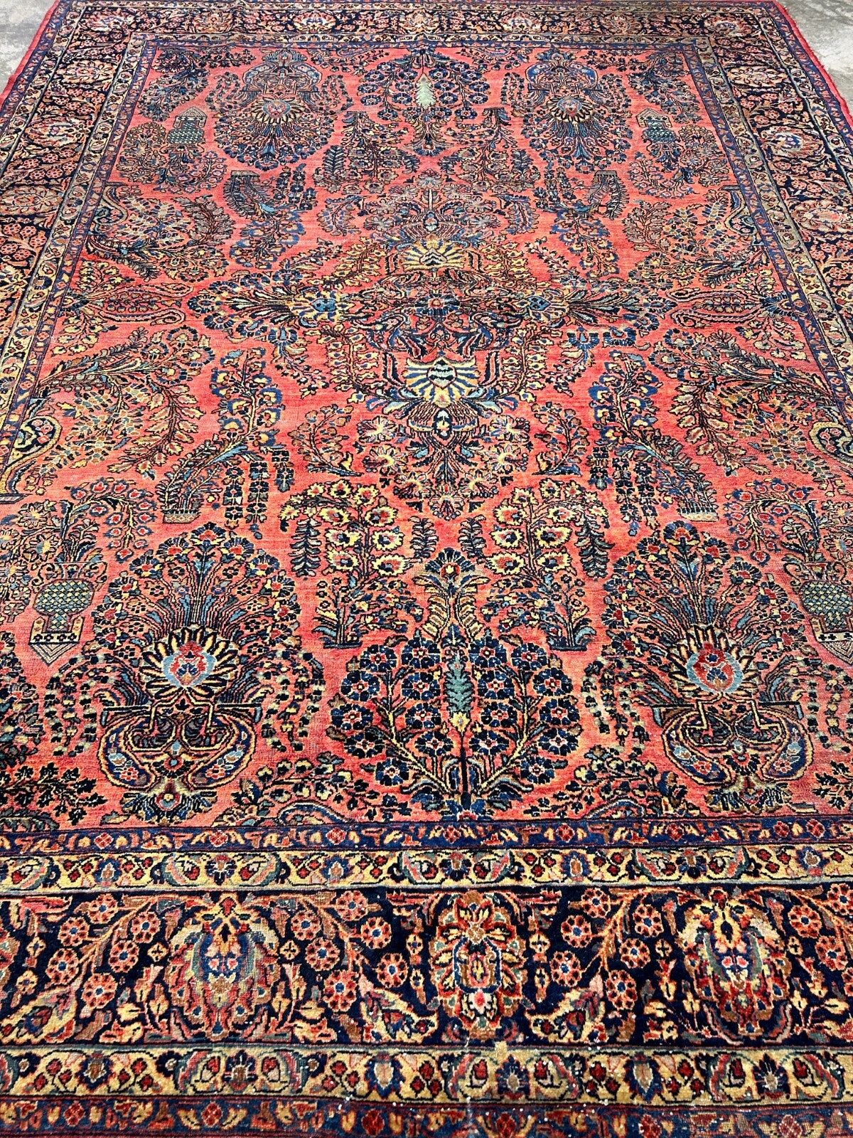 8'11"x11'8" Antique Fine Lamb Wool Sarouke Rug Hand-knotted Carpet