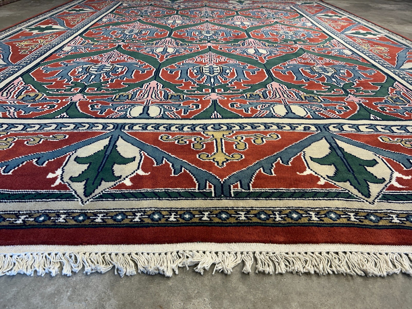 9'x12' Hand-Knotted 100%  Wool Pile All-Over Area Rug