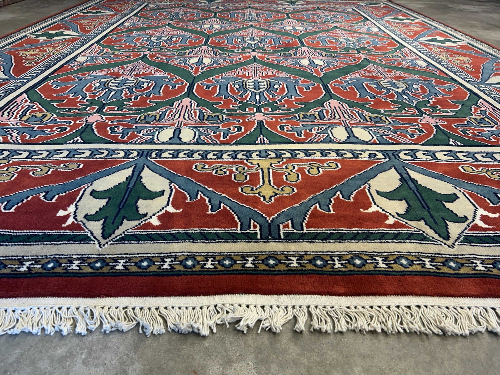 9'x12' Hand-Knotted 100%  Wool Pile All-Over Area Rug