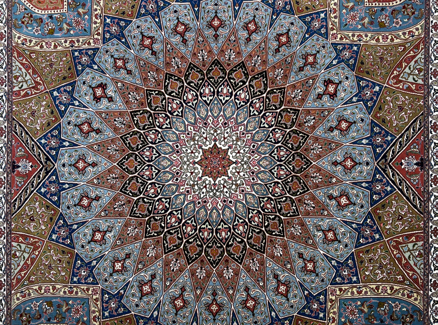 8'3"x10'5" Very Fine Hand-Knotted Wool & Silk Tabrize Rug