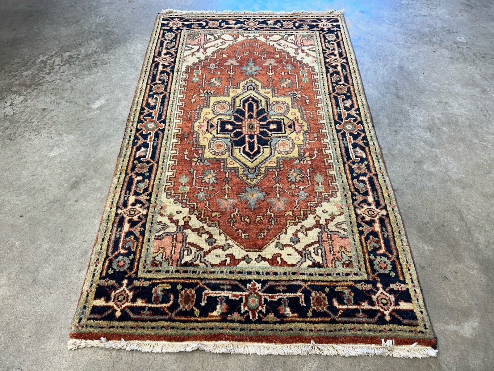 3’x5’1” Hand-Knotted 100% Wool Indoserapi Area Rug - Carpet