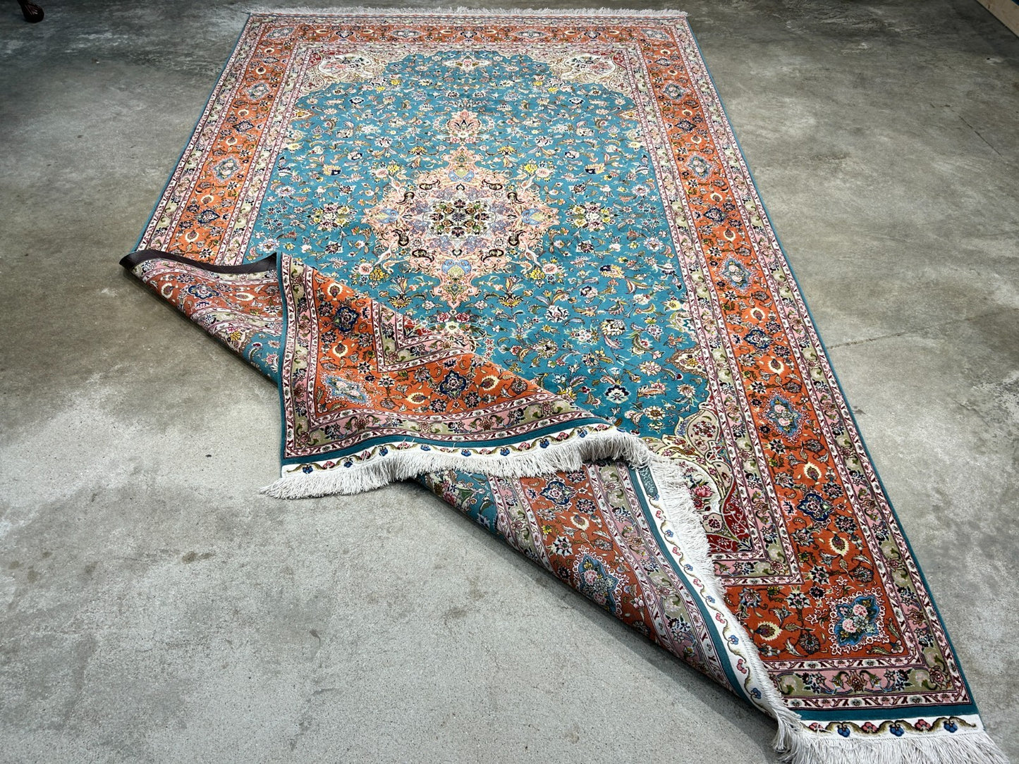 5'9"x9'5" Extra-Fine Hand-Knotted Wool & Silk Blend Tabrize Carpet - Area Rug