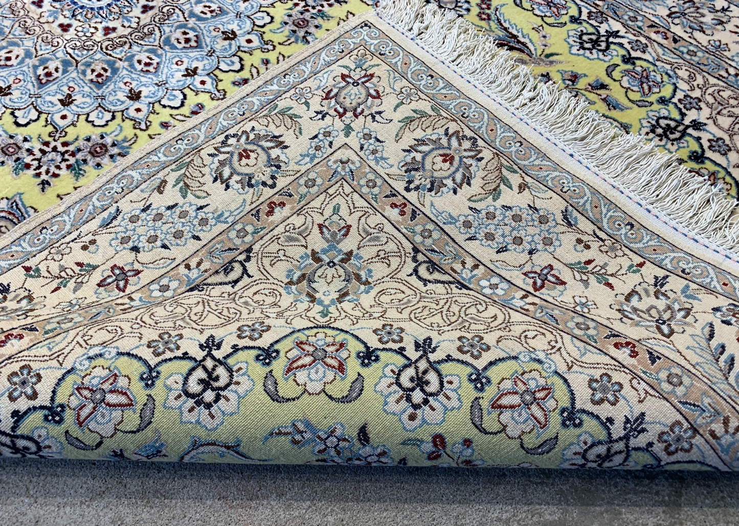 3'5"x5'10''  Very Fine Hand-Knotted Silk & Wool Naine Area Rug - Carpet