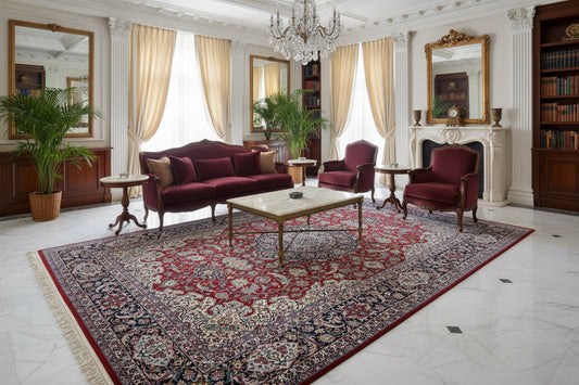 8'1"x11'9" Very Fine Hand-Knotted Wool & Silk Isfahane Area Rug - Signed