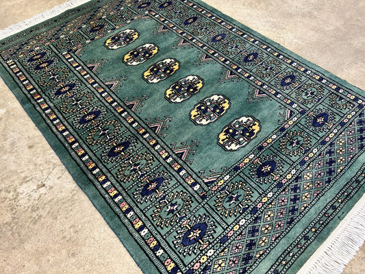 2'8"x4'1" Hand-Knotted 100% Wool Pile Bokhara Rug