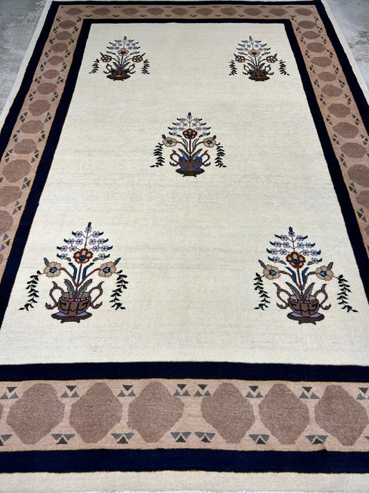 6'4"x9'5" Hand-Knotted 100% Wool Carpet - Gabeh Area Rug