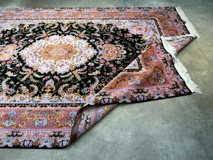 6'8"x10' Extra-Fine Hand-Knotted Wool & Silk Blend Tabrize Carpet - Area Rug