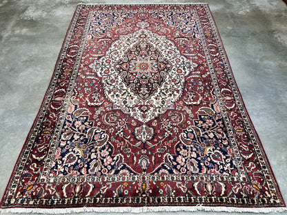 7'0"x10'3" Hand-Knotted 100% Wool Pile Bakhtiarie Carpet - Area Rug