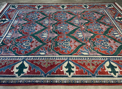 9'x12' Hand-Knotted 100%  Wool Pile All-Over Area Rug