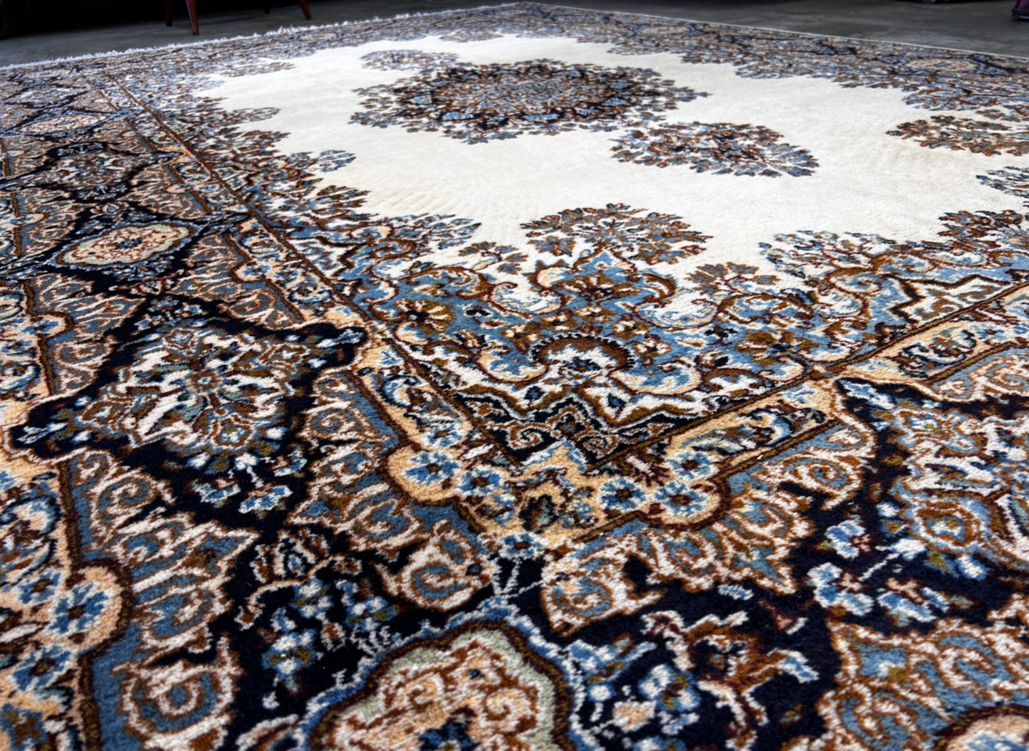 7'4"x10'10" Hand-Knotted 100% Wool Kermane Area Rug - Carpet