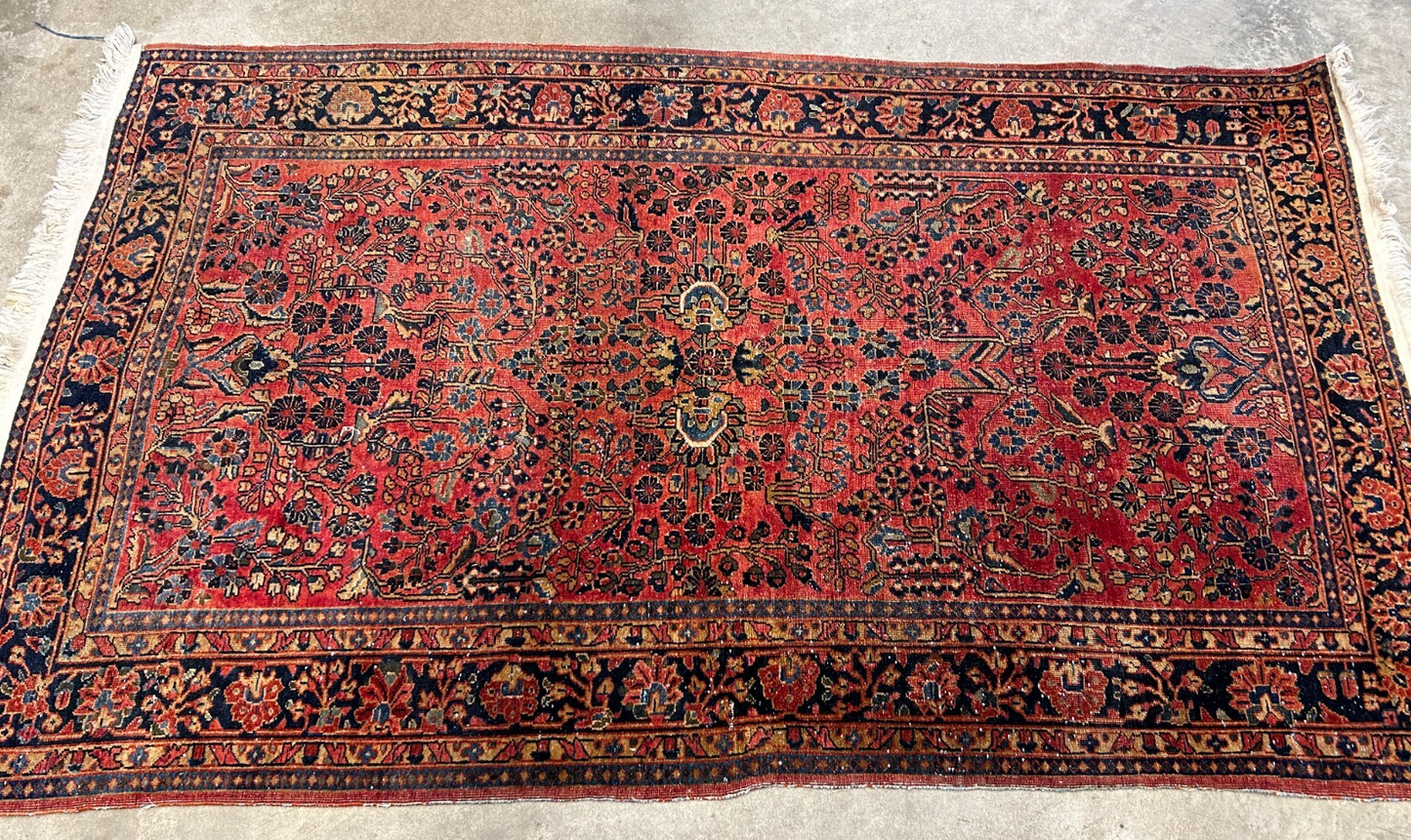 4'9"x6'3" Collector Antique Hand-Knotted 100% Wool Sarouke Rug