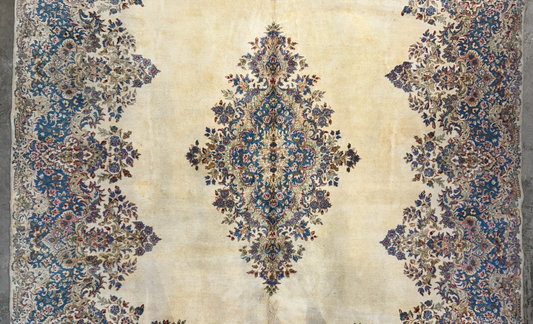 10'11"x14'9" Hand-Knotted 100% Wool Pile Kermane Area Rug - Carpet