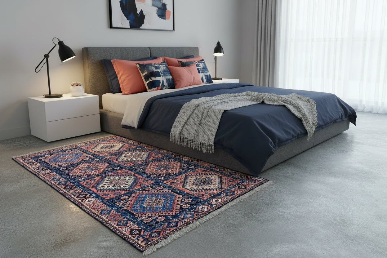 3'7"x4'9" Hand-Knotted 100% Wool Pile Yalamehe Carpet - Area Rug