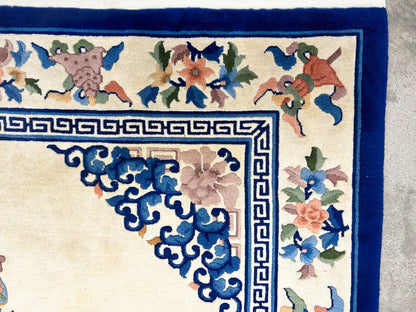 6'x9' Vintage Hand-Knotted Wool Oriental Art Deco Rug - Area Carpet