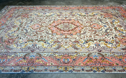 6'8"x10'3" Extra-Fine Signed Hand-Knotted Wool & Silk Tabrize Rug - Area Carpet