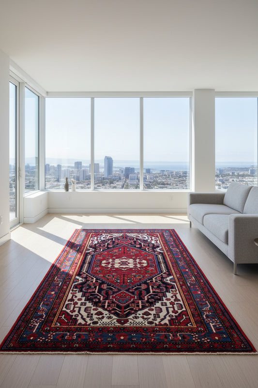 5'10" x 10'11" Hand-Knotted 100% Wool Pile Nahavande Area Rug