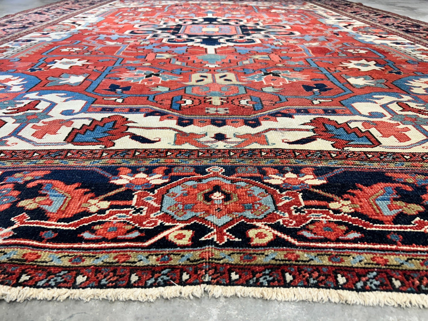 Collector Item - 9'x11'6" Hand-Knotted 100% Wool Pile Serapie Carpet - Area Rug