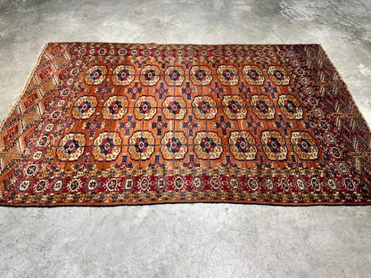 3'10"x6' Antique Hand-Knotted 100% Wool Pile Turkman Bokhara Rug