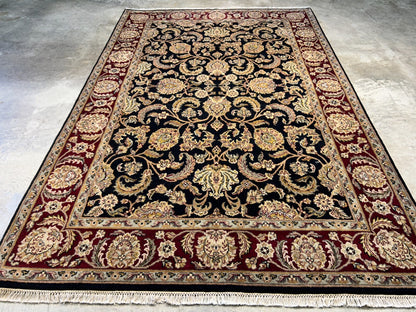 6'2"x9'4'' Hand-Knotted 100% Wool Pile Indo-Agra Area Rug - Area Carpet