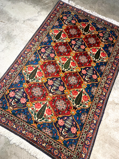 3'3"x5'2'' Hand-Knotted 100% Wool Pile Bakhtiarie Area Rug