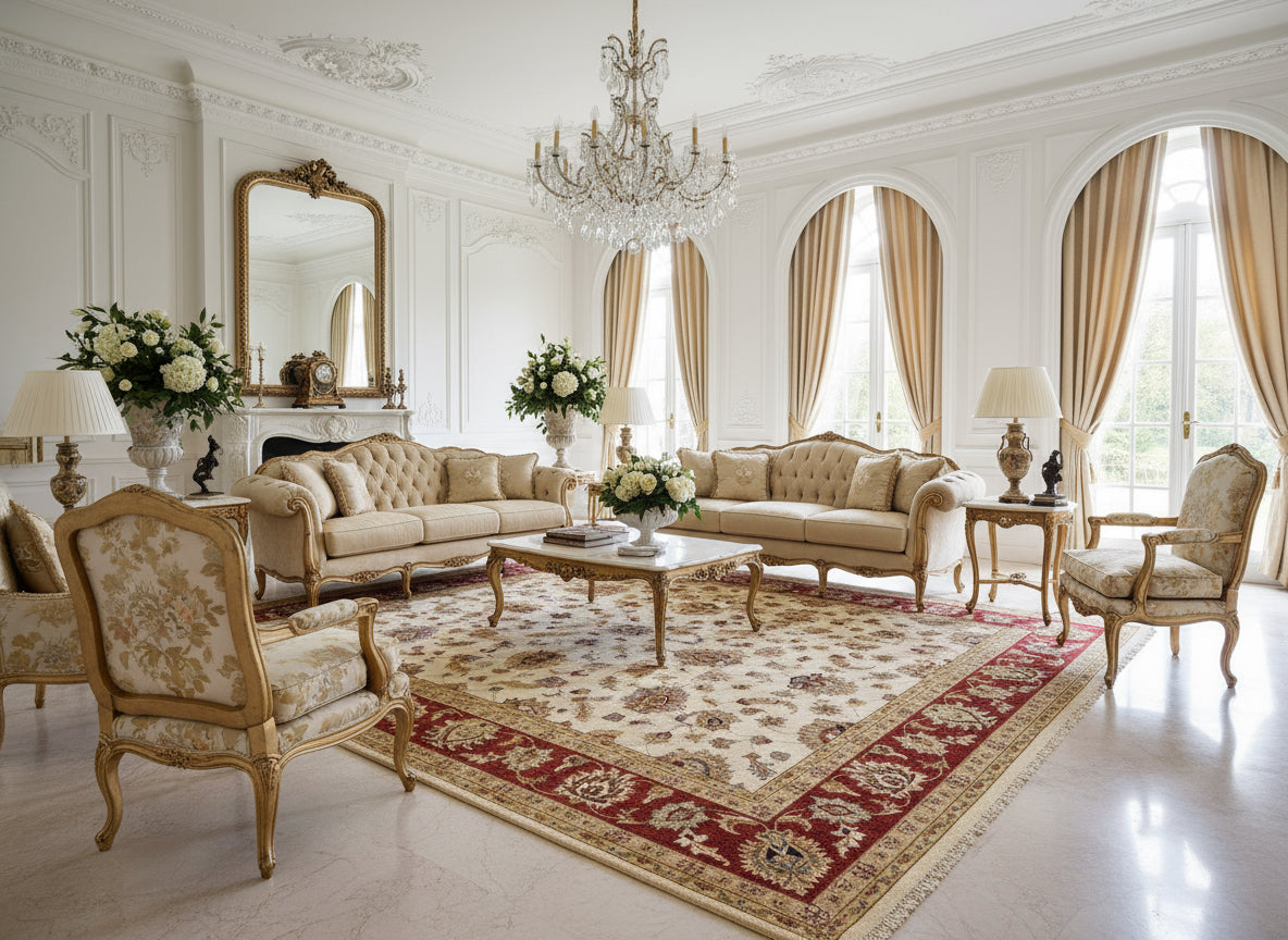 9'x12' Hand-Knotted 100% Wool Pile Kashane Design Carpet - Area Rug