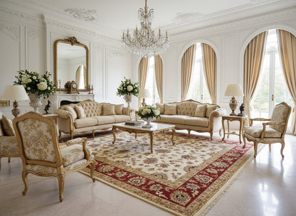 9'x12' Hand-Knotted 100% Wool Pile Kashane Design Carpet - Area Rug