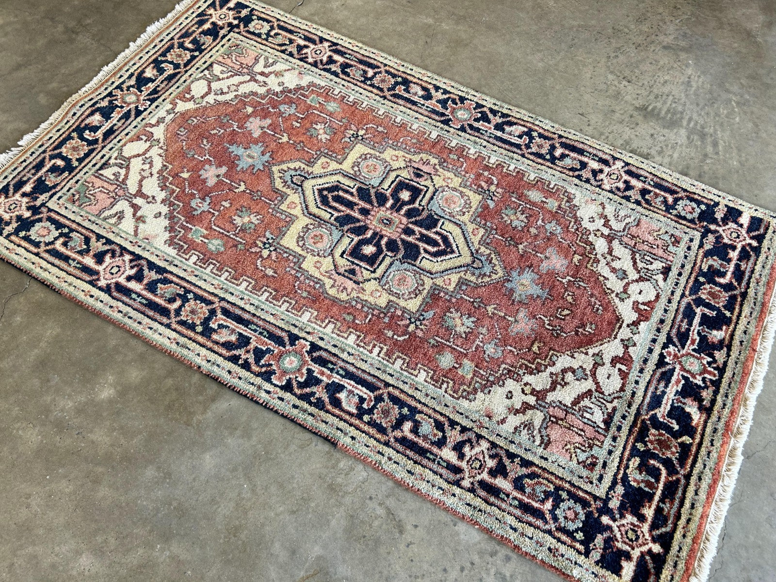 3'x5' Hand-Knotted 100% Wool Pile IndoSerapi Rug