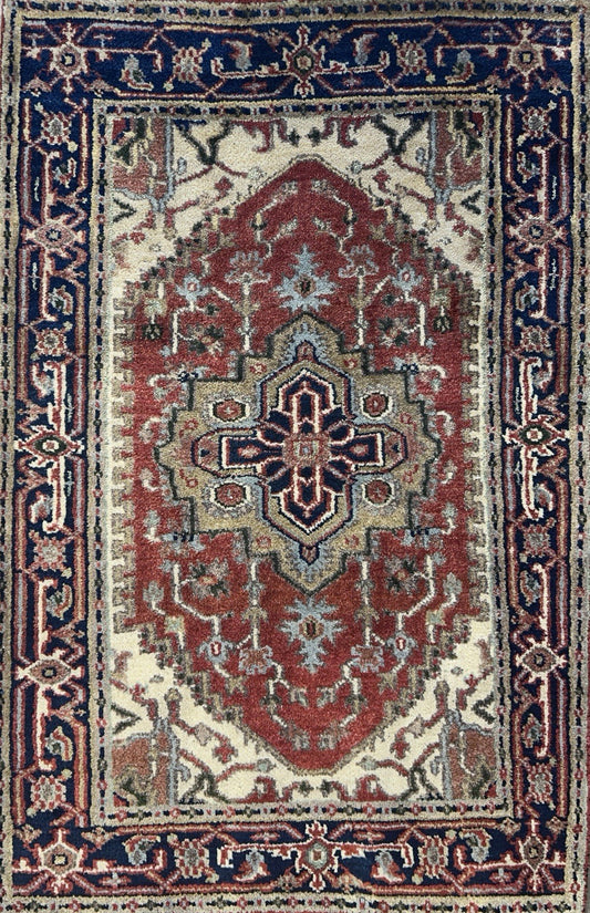 3’x4’9" Hand-Knotted 100% Wool Indoserapi Area Rug - Carpet