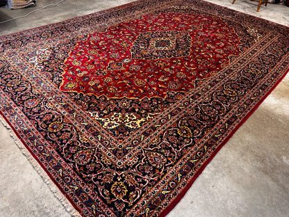 8'4"x12' Hand-Knotted 100% Wool Pile Kashane Area Rug - Signed