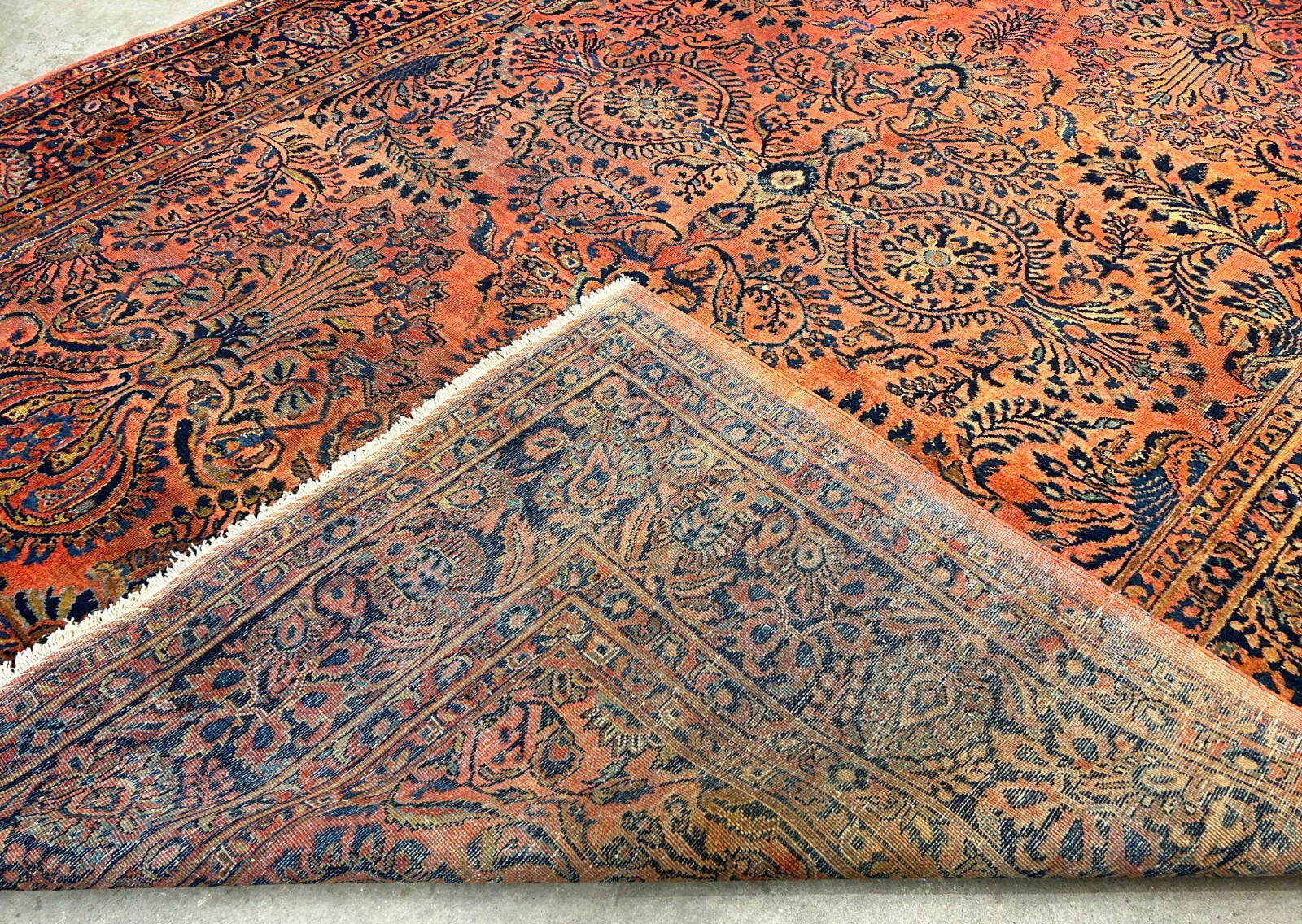 9'3"x12'7" Antique Fine Lamb Wool Sarouke Rug Hand-knotted Carpet