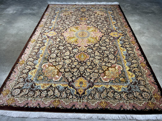 6'9"x10'2" Exquisite Hand-Knotted 100% Silk Qume Rug