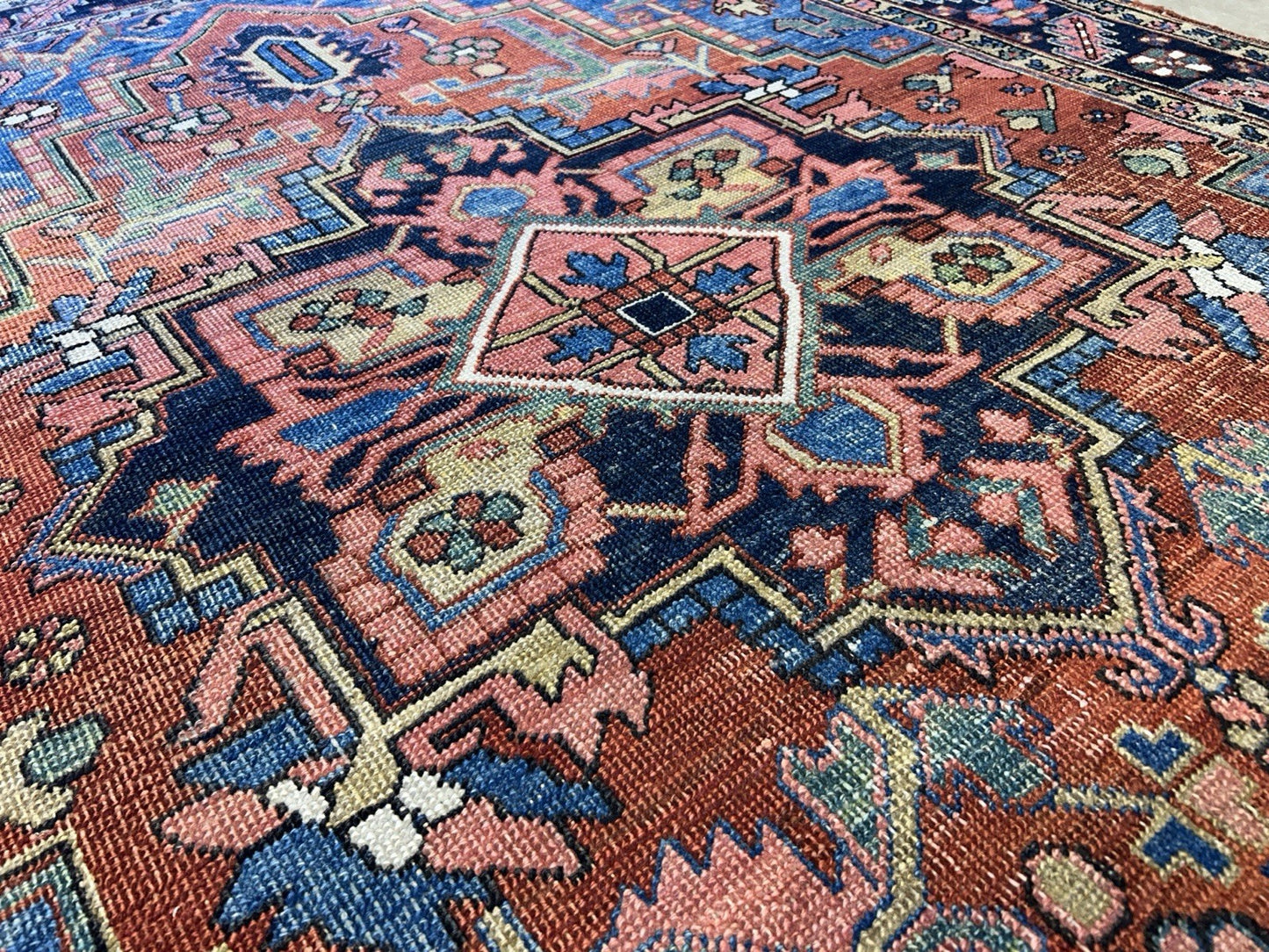 Collector Item- 5’x6’10” Antique Hand-Knotted 100% Wool Pile Serapie Area Rug