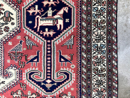 6'2"x9'0" Hand-Knotted 100% Wool Pile Indian Serapi Carpet - Area Rug