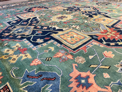 11'11"x15'11" Hand-Knotted 100% Wool Pile Herize Area Rug - Carpet